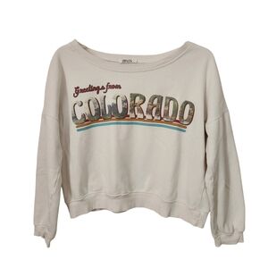 Greetings From Colorado Cotto. Sweatshirt Fleece Like Lining Size Large